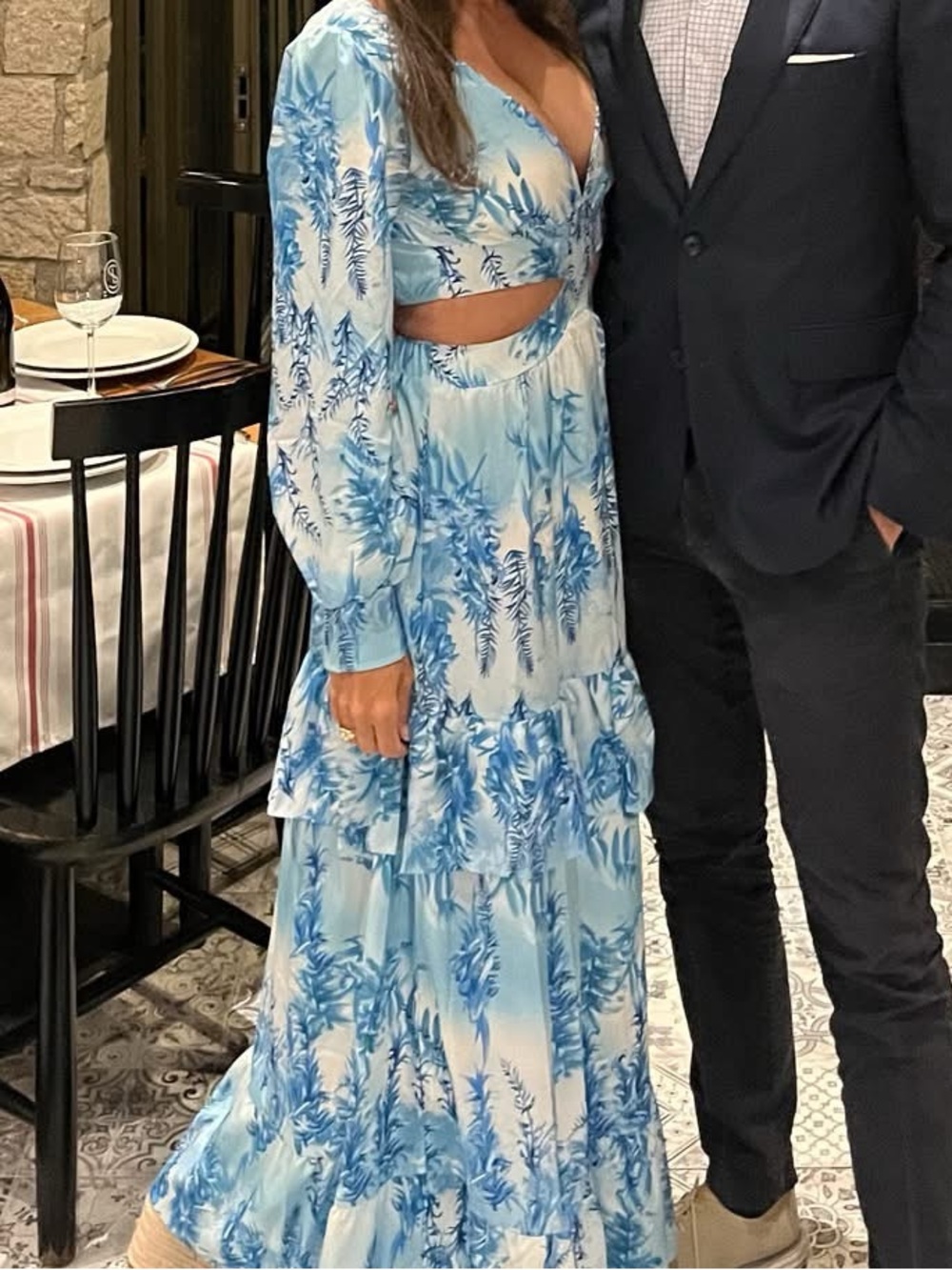 Elegant Blue Floral Maxi Dress